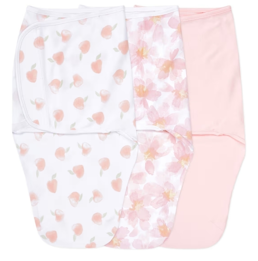 New!! Peach and Pink Baby Swaddle Set (3pack)